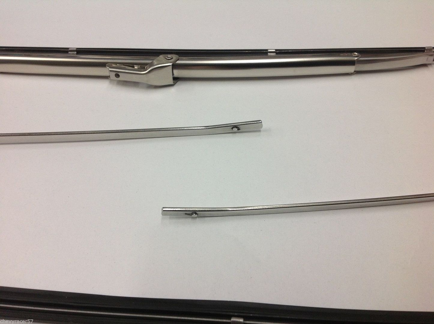 55 56 57 Chevy Polished Stainless Windshield Wiper Arms & Blades 1955